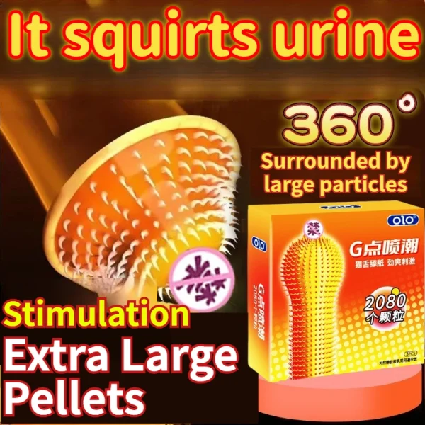 Cat Tongue Barb Wolf Teeth G-Spot Large Particle Hyaluronic Acid Condom Adult Sexual Delay Durable Condom：圖片 3