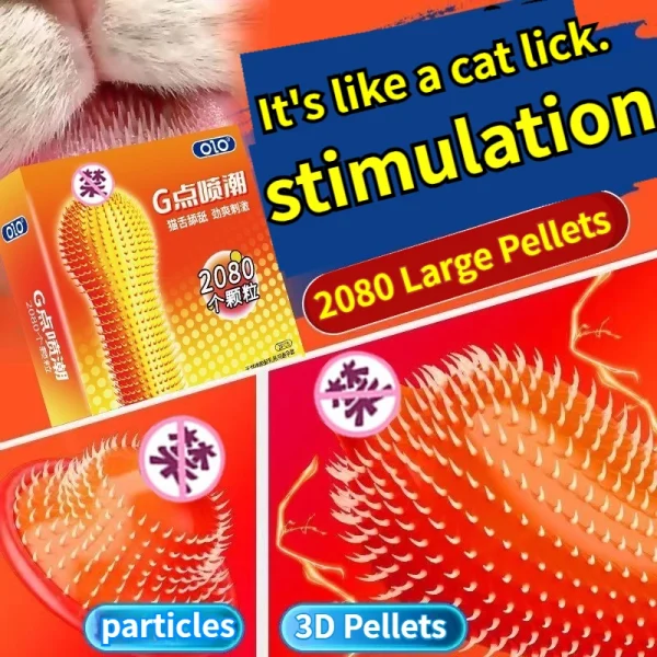 Cat Tongue Barb Wolf Teeth G-Spot Large Particle Hyaluronic Acid Condom Adult Sexual Delay Durable Condom：圖片 4