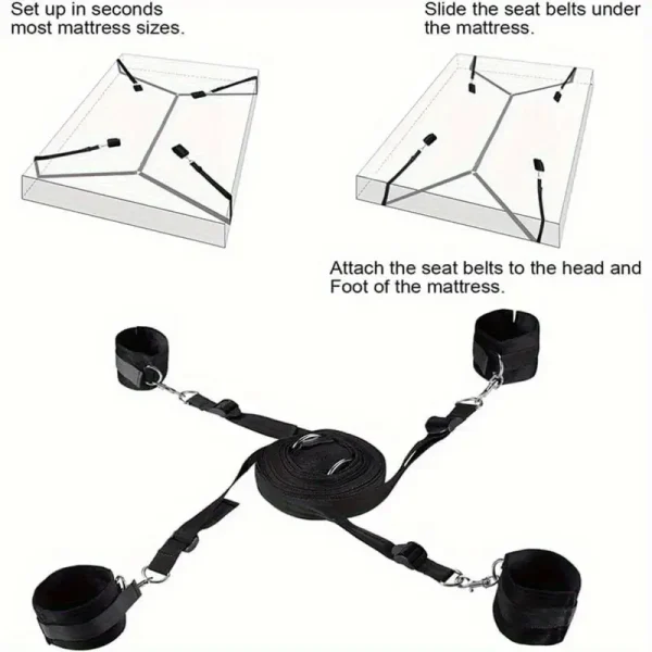 Kidnapping suit adult couple sex handcuffs toys couple thigh sex game handcuffs binding suit ankle wristband suitable for couples under the big bed：圖片 3