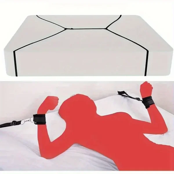 Kidnapping suit adult couple sex handcuffs toys couple thigh sex game handcuffs binding suit ankle wristband suitable for couples under the big bed：圖片 2