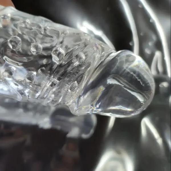 Transparent elastic silicone penis sleeve with non-slip design - real texture surface enhances pleasure, washable adult toys, suitable for men and couples, intimacy enhancement accessories, durable privacy products：圖片 2