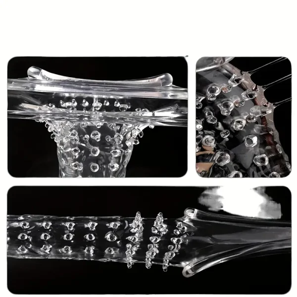 Transparent elastic silicone penis sleeve with non-slip design - real texture surface enhances pleasure, washable adult toys, suitable for men and couples, intimacy enhancement accessories, durable privacy products：圖片 3