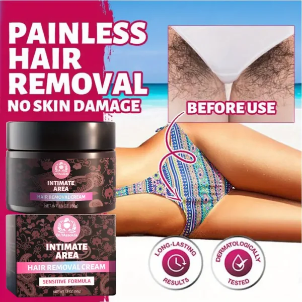 Hair removal cream for women's bikini, underarms and sensitive areas - alcohol-free and paraben-free formula, gentle and painless hair removal cream, quickly smooths the private areas of legs and arms：圖片 3