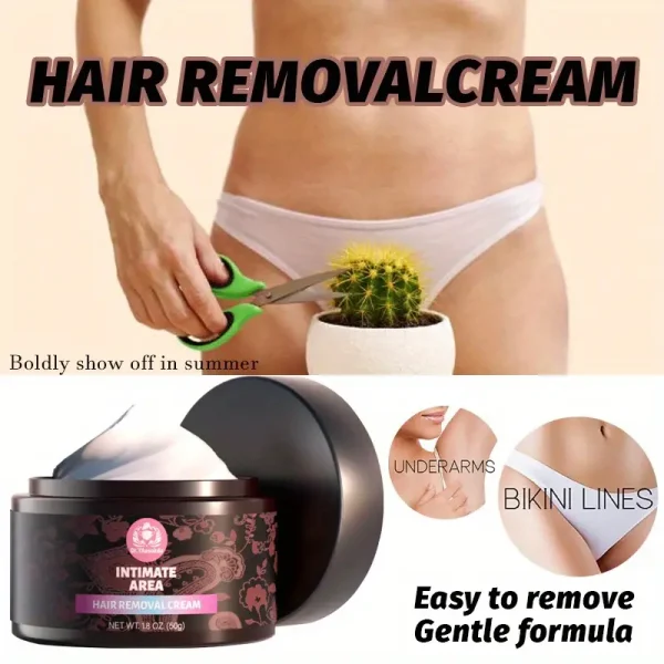 Hair removal cream for women's bikini, underarms and sensitive areas - alcohol-free and paraben-free formula, gentle and painless hair removal cream, quickly smooths the private areas of legs and arms
