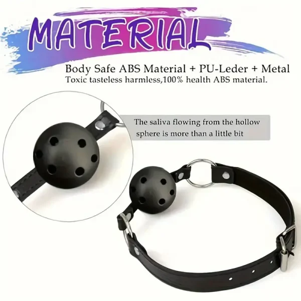 BDSM Restraint Set with Couples Ball Gag, Nipple Clamps, Labia Clamps and Anal Plug - Durable Leather Collar and Chain for Adult Play Valentine's Day Gift：圖片 2