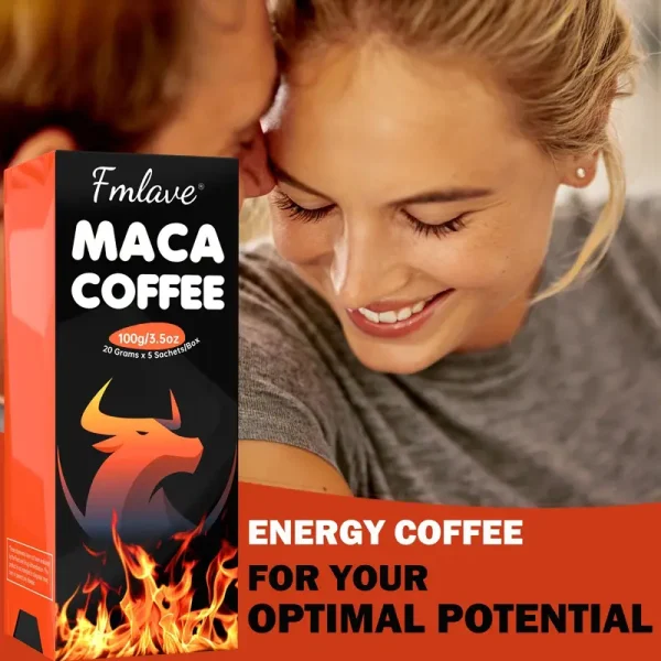 Men's Maca Energy Coffee, Cold Brew Arabica Coffee Bean Powder with Maca Root, Dandelion, Eastern Ginseng, Ginseng, Cordyceps sinensis, South African Golden Flower, Enhance Vitality, 3.5 oz, 5 Packages：圖片 2