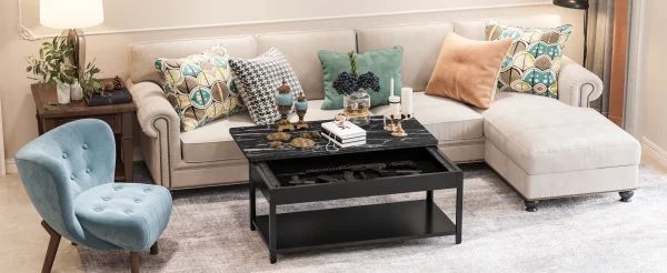 Heavy duty security coffee table with fingerprint lock and alarm function - double layer cabinet, hidden storage, stainless steel and hardwood structure - modern security center table for living room, home office, valuables, simple design, high quality workmanship, suitable for office professionals：圖片 3