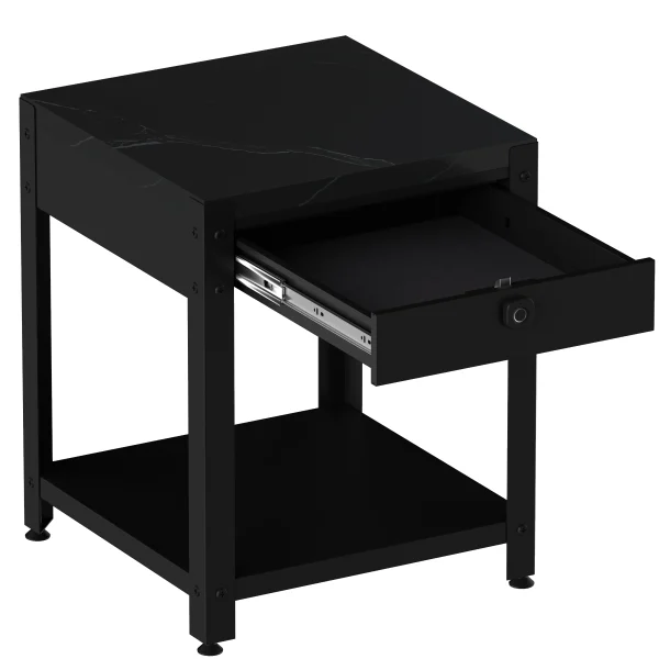 Square double layer coffee table with hidden compartment and fingerprint lock, end table, safe：圖片 3
